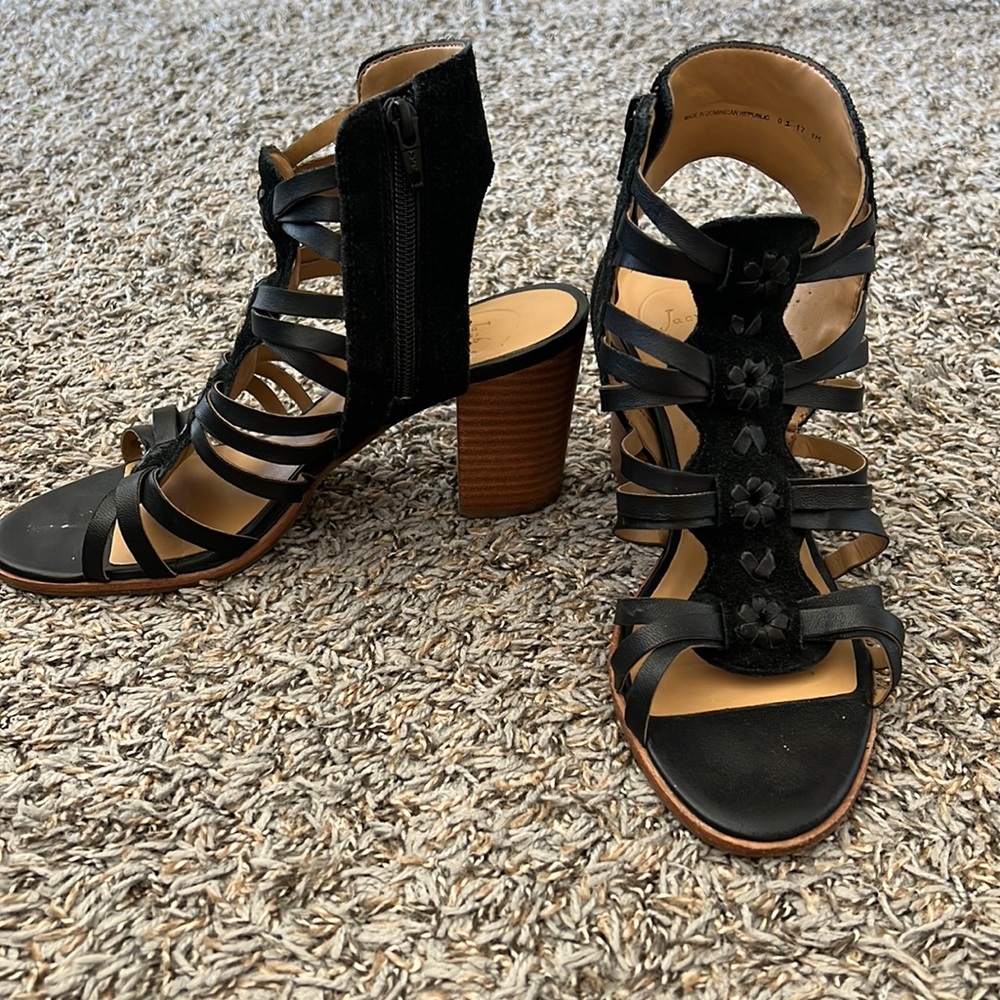 Black Strappy Block Heel Sandals